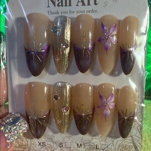 Purple and Gold Nail Art Set